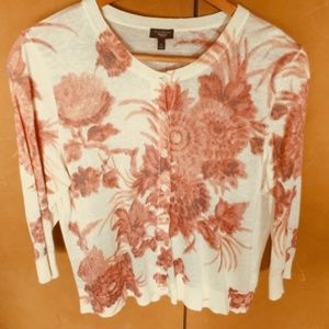 Talbots 8-Button Cardigan Floral Sweater Sz 1X
